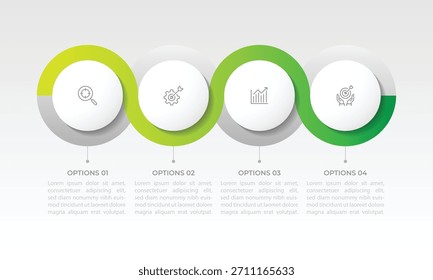 Infografía del círculo de Plantilla de Vector. Concepto de negocio con 4 opciones y piezas. Tres pasos para contenido, diagrama de flujo, línea de tiempo, niveles