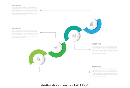 Infografiken zu Vektorvorlagenkreisen. Geschäftskonzept mit 4 Optionen und Teilen. Drei Schritte für Inhalt, Flussdiagramm, Zeitachse, Ebenen