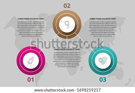 Vector template circle infographics. Business concept with 3 options and parts. Three steps for content, flowchart, timeline, levels. Path step by step