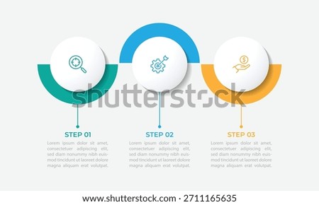 Vector template circle infographics. Business concept with 3 options and parts. Three steps for content, flowchart, timeline, levels