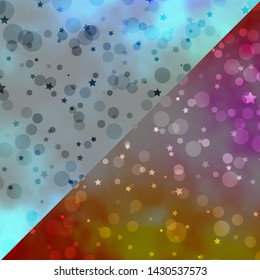 Vector template with circles, stars. Abstract illustration with colorful spots, stars. Design for textile, fabric, wallpapers.
