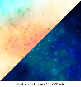 Vector template with circles, stars. Abstract illustration with colorful shapes of circles, stars. Pattern for design of fabric, wallpapers.