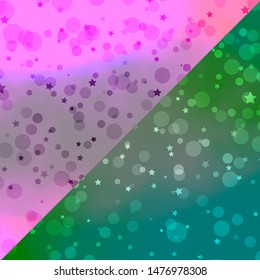Vector template with circles, stars. Abstract illustration with colorful spots, stars. Texture for window blinds, curtains.