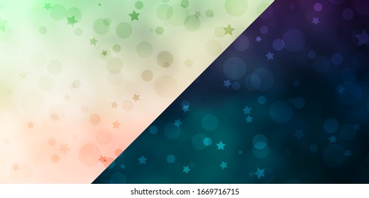 Vector template with circles, stars. Colorful illustration with gradient dots, stars. Pattern for design of fabric, wallpapers.