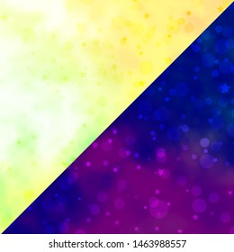 Vector template with circles, stars. Glitter abstract illustration with colorful drops, stars. Texture for window blinds, curtains.