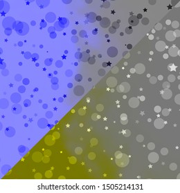 Vector template with circles, stars. Glitter abstract illustration with colorful drops, stars. Design for textile, fabric, wallpapers.