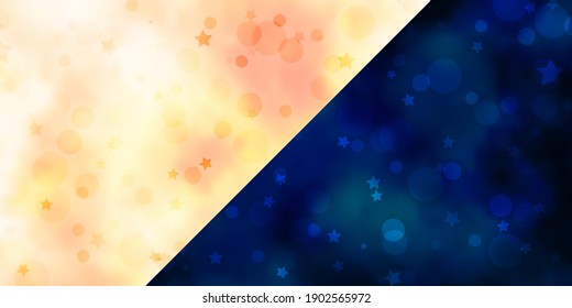 Vector template with circles, stars. Glitter abstract illustration with colorful drops, stars. Pattern for trendy fabric, wallpapers.