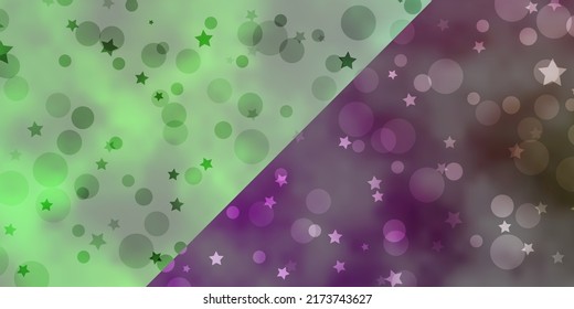 Vector template with circles, stars. Glitter abstract illustration with colorful drops, stars. Pattern for trendy fabric, wallpapers.