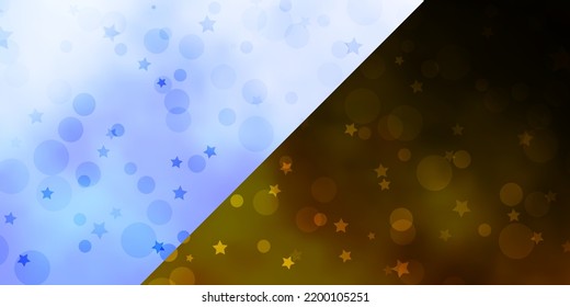 Vector template with circles, stars. Glitter abstract illustration with colorful drops, stars. Texture for window blinds, curtains.