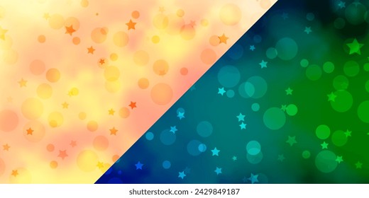 Vector template with circles, stars. Glitter abstract illustration with colorful drops, stars. Design for wallpaper, fabric makers.