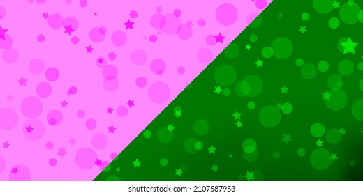 Vector template with circles, stars. Illustration with set of colorful abstract spheres, stars. Design for wallpaper, fabric makers.