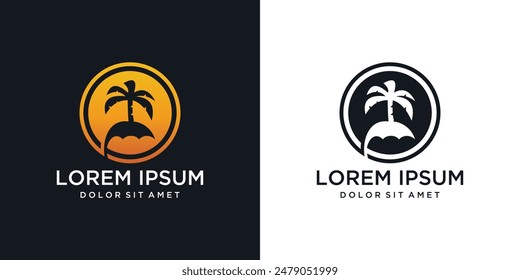 Vector template for circular palm leaf logo design	