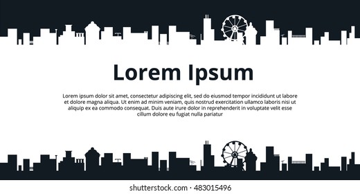 Vector template with city and white background. Place for you text.