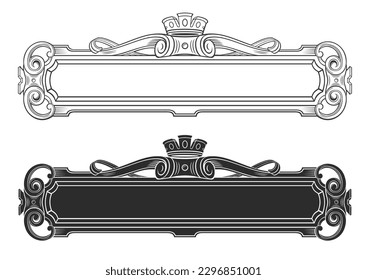 Vector template. Classic plate for the inscription bas-relief in engraving technique. Facade pediment