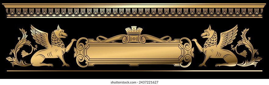 Vector template. Classic plate for the inscription bas-relief in engraving technique. Facade pediment