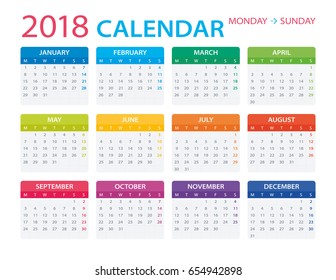 2,124 Calendar Horizontal 2018 Stock Vectors, Images & Vector Art ...