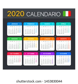 Vector template of color 2020 calendar - Italian version
