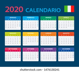 Vector template of color 2020 calendar - Italian version