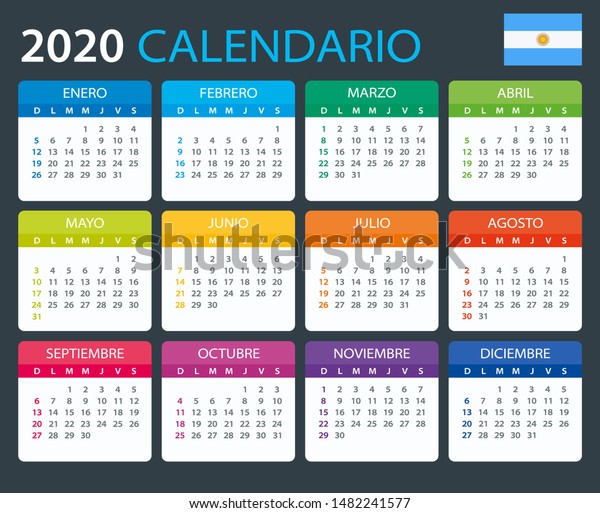 vector template color 2020 calendar argentinian stock vector dl calendar template