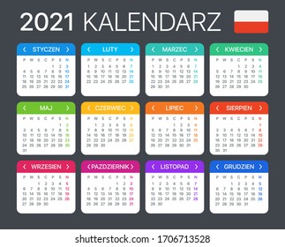 Vorlage für die Vektorillustration des Kalenderjahres 2021 - Polnische Fassung