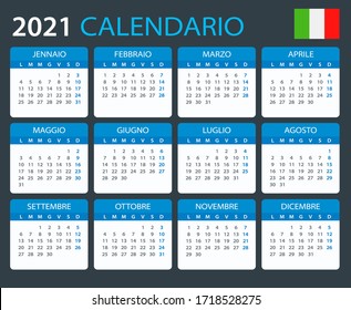 Vector template of color 2021 calendar - Italian version