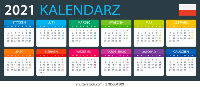 Vector template of color 2021 calendar - Singaporean version