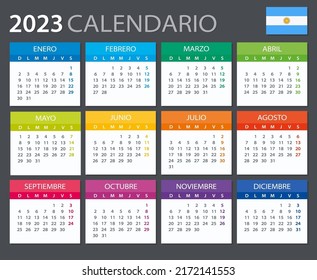 Plantilla vectorial del calendario 2023 - versión argentina