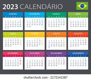 Plantilla de vector de color calendario 2023 - versión brasileña
