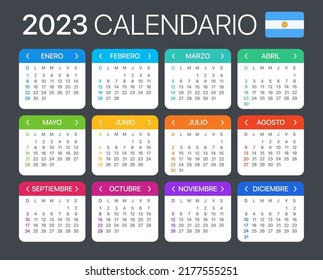 Vector template of color 2023 calendar - Argentinian version