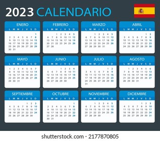 Plantilla vectorial del calendario color 2023 - Versión española