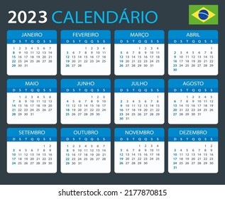 Vector template of color 2023 calendar - Brazilian version