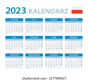 Plantilla de vector de color calendario 2023 - versión polaca