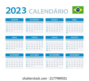 Vector template of color 2023 calendar - Brazilian version