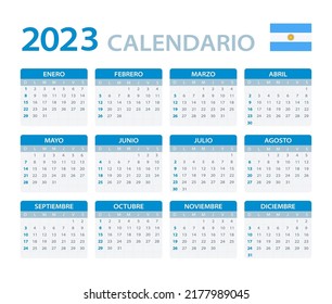 Vector template of color 2023 calendar - Argentinian version