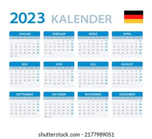 Vektorvorlage mit Farbverlauf-Kalender 2023 - deutsche Version