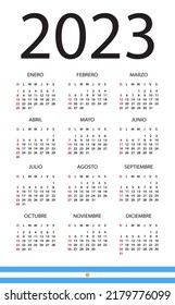 Vector template of color 2023 calendar - Argentinian version