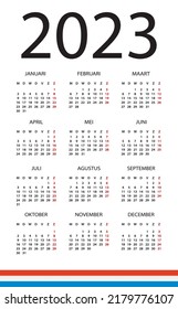 Vector template of color 2023 calendar - Dutch version