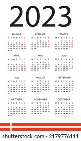 Plantilla vectorial del calendario color 2023 - Versión danesa