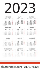 Vector template of color 2023 calendar - Polish version