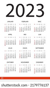Plantilla vectorial del calendario de color 2023 - versión singapurense
