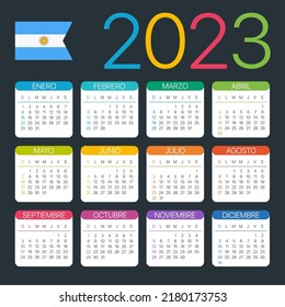Vector template of color 2023 calendar - Argentinian version