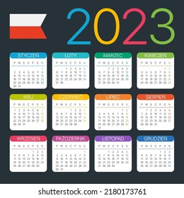 Vector template of color 2023 calendar - Polish version