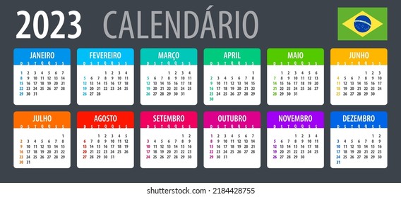 Vector template of color 2023 calendar - Brazilian version