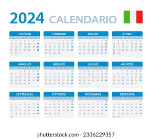 Vector template of color 2024 calendar - Italian version