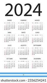 Plantilla vectorial del calendario de color 2024 - versión argentina
