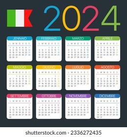 Vector template of color 2024 calendar - Italian version