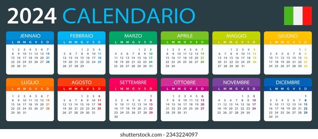 Vector template of color 2024 calendar - Italian version