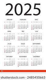 Plantilla de Vector de calendario 2025 - Versión en Español