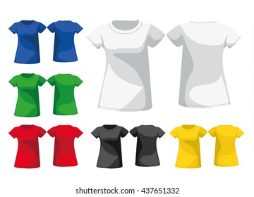 Vector template of color woman's t-shorts for logo, print and branding