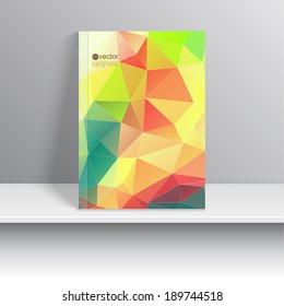 Vector template with colored triangular elements and curved lines. Mesh.